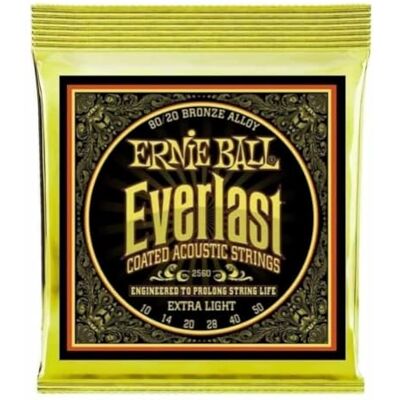 Ernie Ball Everlast Extra Light Coated 80/20 bronzové struny akustické kytary, tloušťka 10-50 Ernie Ball Everlast Extra Light Coated 80/20 bronzové struny akustické kytary, tloušťka 10-50
