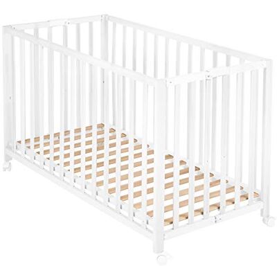roba Skládací postel Fold Up 60 × 120, dětská postýlka ze dřeva, bílá roba Skládací postel Fold Up 60 × 120, dětská postýlka ze dřeva, bílá