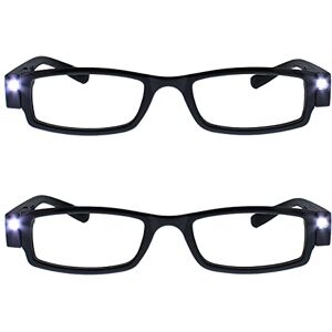 Černé LED čtecí brýle Opulize - Unisex, Odolné, Baterie součástí Černé LED čtecí brýle Opulize - Unisex, Odolné, Baterie součástí