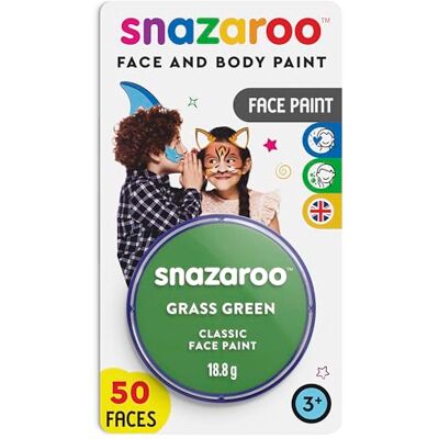 Snazaroo 1119477 líčidla trávově zelená, blistr 18 ml pleťový make-up na bázi vody, roztíratelný, bez parabenů, barva na obličej a barva na tělo pro děti a dospělé Snazaroo 1119477 líčidla trávově zelená, blistr 18 ml pleťový make-up na bázi vody, roztíratelný, bez parabenů, barva na obličej a barva na tělo pro děti a dospělé