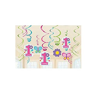 Amscan 670367 Dekorační spirála Sweet Birthday Girl, 12 kusů, papír, 1. narozeniny, závěsná dekorace Amscan 670367 Dekorační spirála Sweet Birthday Girl, 12 kusů, papír, 1. narozeniny, závěsná dekorace
