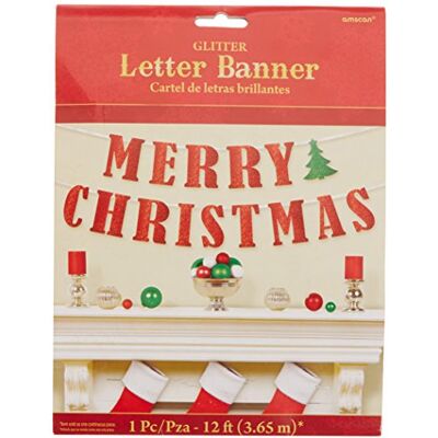 Amscan 210279 Partykette Merry Christmas, Papier, Größe 365,7 x 12,7 cm, Girlande, Hängedekoration, Weihnachten Amscan 210279 Partykette Merry Christmas, Papier, Größe 365,7 x 12,7 cm, Girlande, Hängedekoration, Weihnachten