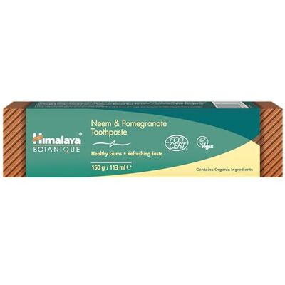 Himalaya Neem and Pomegranate Organic Toothpaste Fights germs, strengthens gums Whitens teeth Natural, No Fluoride, No SLS, No Gluten, No Saccharin 150 g Himalaya Neem and Pomegranate Organic Toothpaste Fights germs, strengthens gums Whitens teeth Natural, No Fluoride, No SLS, No Gluten, No Saccharin 150 g