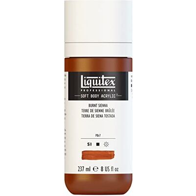 Liquitex 1923127 Professional akrylová barva Soft Body – umělecká barva v krémově krycí konzistenci, vysoká pigmentace, stálobarevná a odolná proti stárnutí, láhev 237 ml – Siena vypalovaná Liquitex 1923127 Professional akrylová barva Soft Body – umělecká barva v krémově krycí konzistenci, vysoká pigmentace, stálobarevná a odolná proti stárnutí, láhev 237 ml – Siena vypalovaná