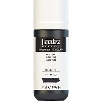 Liquitex 1923310 Professional akrylová barva Soft Body Umělecká barva v krémové krycí konzistenci, vysoká pigmentace, stálobarevná a odolná proti stárnutí, láhev 237 ml Paynes šedá Liquitex 1923310 Professional akrylová barva Soft Body Umělecká barva v krémové krycí konzistenci, vysoká pigmentace, stálobarevná a odolná proti stárnutí, láhev 237 ml Paynes šedá