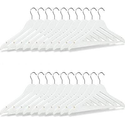 Relaxdays Ramínko na šaty sada dřevo, balení 20 kusů šatní ramínka, bílá Košile a kalhoty, otočné o 360°, ramínko v x š 23 x 44 cm Relaxdays Ramínko na šaty sada dřevo, balení 20 kusů šatní ramínka, bílá Košile a kalhoty, otočné o 360°, ramínko v x š 23 x 44 cm