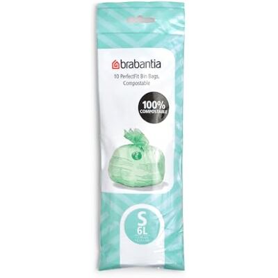 Brabantia 419683 PerfectFit sáček 6 l (S) – 10 kusů v jednom role, sáček na odpadky, kukuřičný škrob, bílý, 16 × 16 × 11 cm Brabantia 419683 PerfectFit sáček 6 l (S) – 10 kusů v jednom role, sáček na odpadky, kukuřičný škrob, bílý, 16 × 16 × 11 cm