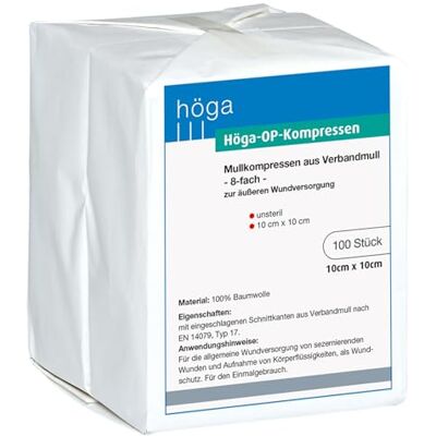 Höga OP komprese, z nesterilní obvazové gíny 10 x 10 cm – 100 kusů Höga OP komprese, z nesterilní obvazové gíny 10 x 10 cm – 100 kusů