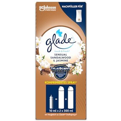 Glade Touch & Fresh doplňovač, osvěžovač vzduchu mini sprej, balení 1 ks (Brise One Touch) Dlouhotrvající odstraňovač zápachu, vonný sprej na doma, santalové dřevo a jasmín (1 x 10 ml) Glade Touch & Fresh doplňovač, osvěžovač vzduchu mini sprej, balení 1 ks (Brise One Touch) Dlouhotrvající odstraňovač zápachu, vonný sprej na doma, santalové dřevo a jasmín (1 x 10 ml)