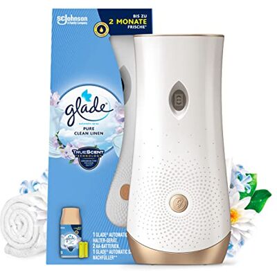 Glade Automatický sprej startovací sada, 1 držák & 1 náhradní náplň Dlouhotrvající pokojový sprej pro svěžest až 70 dní, vůně Pure Clean Linen, držák a náplň 269 ml Glade Automatický sprej startovací sada, 1 držák & 1 náhradní náplň Dlouhotrvající pokojový sprej pro svěžest až 70 dní, vůně Pure Clean Linen, držák a náplň 269 ml