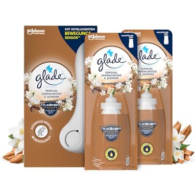 Glade Sense & Spray výhodné balení, startér (vč. 1 náplně) + náhradní náplň (2 ks), Sensual Sandalwood & Jasmine Glade Sense & Spray výhodné balení, startér (vč. 1 náplně) + náhradní náplň (2 ks), Sensual Sandalwood & Jasmine