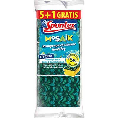 Spontex Čisticí houbička, mozaika, čisticí houba s technologií proti žmolkům a praktickou lištou na rukojeti, barvu nelze libovolně zvolit, balení 6 ks Spontex Čisticí houbička, mozaika, čisticí houba s technologií proti žmolkům a praktickou lištou na rukojeti, barvu nelze libovolně zvolit, balení 6 ks