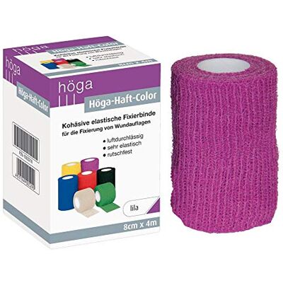 Höga -Haft-Color lila 8 cm x 4 m gedehnt, kohäsive (selbsthaftende) elastische Fixierbinde (1 Stück) Höga -Haft-Color lila 8 cm x 4 m gedehnt, kohäsive (selbsthaftende) elastische Fixierbinde (1 Stück)