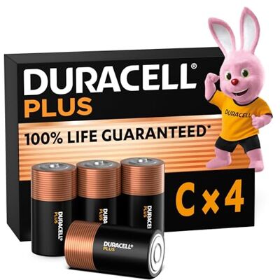 Duracell Plus C Baby alkalické baterie LR14, balení 4 ks 100% životnost zaručena – pro každodenní přístroje – hračky, kapesní svítilny, rádia – 0% plastové balení – 10 let skladování Duracell Plus C Baby alkalické baterie LR14, balení 4 ks 100% životnost zaručena – pro každodenní přístroje – hračky, kapesní svítilny, rádia – 0% plastové balení – 10 let skladování