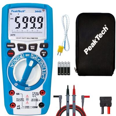 PeakTech P 3443 – vodotěsný digitální multimetr s 6. 000 Counts – IP67 – měřič proudu 1000 V AC/DC – měřicí přístroj s LCD displejem a LED lampou – profesionální digitální multimetr – CAT III 1000 V PeakTech P 3443 – vodotěsný digitální multimetr s 6. 000 Counts – IP67 – měřič proudu 1000 V AC/DC – měřicí přístroj s LCD displejem a LED lampou – profesionální digitální multimetr – CAT III 1000 V