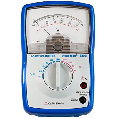 PeakTech P 3202 analogový voltmetr; Cat III 600V; max. 500V AC/DC; 0, 1V/2. 5V/ 10V/ 50 V/ 250V/ 250V/ 500V DC a 10V /50V/ 250V/ 500V AC; analogový nástroj, 1 kus PeakTech P 3202 analogový voltmetr; Cat III 600V; max. 500V AC/DC; 0, 1V/2. 5V/ 10V/ 50 V/ 250V/ 250V/ 500V DC a 10V /50V/ 250V/ 500V AC; analogový nástroj, 1 kus