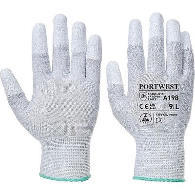 Portwest A198 Antistatické PU bezpečnostní rukavice na špičky prstů šedé, XS Grau, XS, EN 388 (114XX), EN 16350, EN ISO 21420 Fingerfertigkeit 5, 13 Gauge, Schnittfest, ESD, Antistatisch, Mechaniker Portwest A198 Antistatické PU bezpečnostní rukavice na špičky prstů šedé, XS Grau, XS, EN 388 (114XX), EN 16350, EN ISO 21420 Fingerfertigkeit 5, 13 Gauge, Schnittfest, ESD, Antistatisch, Mechaniker
