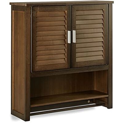 Relaxdays Závěsná skříň LAMELL, tmavě hnědá, koupelnová skříňka z bambusu Wandschrank Relaxdays Závěsná skříň LAMELL, tmavě hnědá, koupelnová skříňka z bambusu Wandschrank