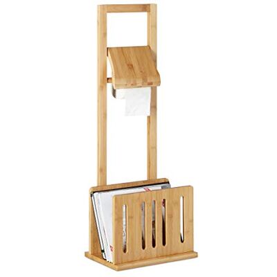 Relaxdays Držák toaletního papíru se stojanem na noviny, bambus, stojací WC Stojící WC souprava, přihrádka na noviny, V Š x H 81,5 x 30,5 x 21 cm Relaxdays Držák toaletního papíru se stojanem na noviny, bambus, stojací WC Stojící WC souprava, přihrádka na noviny, V Š x H 81,5 x 30,5 x 21 cm