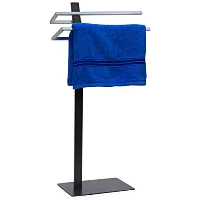 Relaxdays Stojan na ručníky GRAO, VxŠxH: 85x40x20cm, 2 ramena, antracit chromované tyče, vzhled ušlechtilé oceli, držák na osušky Relaxdays Stojan na ručníky GRAO, VxŠxH: 85x40x20cm, 2 ramena, antracit chromované tyče, vzhled ušlechtilé oceli, držák na osušky