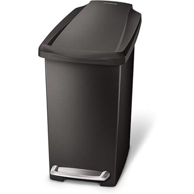 simplehuman CW1329 10 litrů, úzký pedálový kbelík, malý odpadkový koš, koupelna, kancelář, ložnice, černý plast, 5 let záruka simplehuman CW1329 10 litrů, úzký pedálový kbelík, malý odpadkový koš, koupelna, kancelář, ložnice, černý plast, 5 let záruka