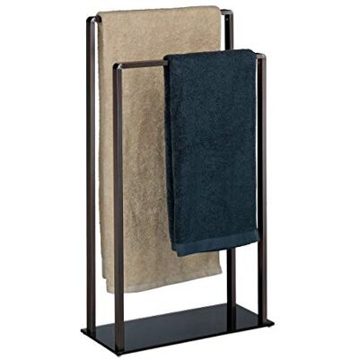 Relaxdays Stojan na ručníky volně stojící, 2 tyče, moderní, bronzový černý Kov, držák na ručníky, V x Š x H: 80 x 45 x 20 cm Relaxdays Stojan na ručníky volně stojící, 2 tyče, moderní, bronzový černý Kov, držák na ručníky, V x Š x H: 80 x 45 x 20 cm