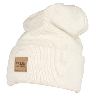 Urban Classics Leatherpatch Long Beanie Unisex čepice černá Basics, Streetwear, písek, Jednotná velikost Urban Classics Leatherpatch Long Beanie Unisex čepice černá Basics, Streetwear, písek, Jednotná velikost