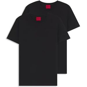 Boss HUGO Pánské kulaté dvoudílné tričko Slim-Fit ze strečové bavlny, černá (Black 001) Boss HUGO Pánské kulaté dvoudílné tričko Slim-Fit ze strečové bavlny, černá (Black 001)