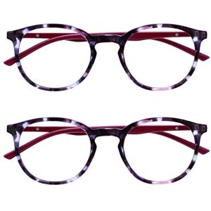 OPULIZE Brýle na čtení Met, balení 2 ks, štíhlé, kulatý rám, pružinové panty, odolné proti poškrábání, fialová želvovina, solidní ramínka, pánské RR60-5 +3. 50 OPULIZE Brýle na čtení Met, balení 2 ks, štíhlé, kulatý rám, pružinové panty, odolné proti poškrábání, fialová želvovina, solidní ramínka, pánské RR60-5 +3. 50