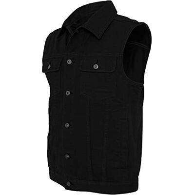 Urban Classics Herren Denim Vest – Jeansweste aus Baumwolle mit Knopfleiste, Brusttaschen und Kragen, ärmellose Weste für Streetwear, Freizeit & Alltag Urban Classics Herren Denim Vest – Jeansweste aus Baumwolle mit Knopfleiste, Brusttaschen und Kragen, ärmellose Weste für Streetwear, Freizeit & Alltag