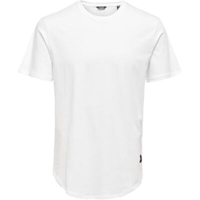 ONLY & SONS Male tričko dlouhý střih kulatý výstřih tričko, bílá (White) ONLY & SONS Male tričko dlouhý střih kulatý výstřih tričko, bílá (White)