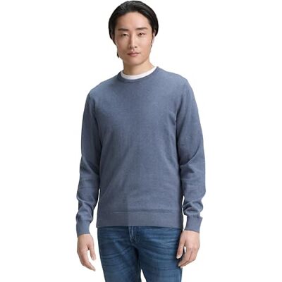 TOM TAILOR Pánský 1012819 Basic pletený svetr s Crewneck (balení 1 ks), 18964 Vintage Indigo Blue Melange, M TOM TAILOR Pánský 1012819 Basic pletený svetr s Crewneck (balení 1 ks), 18964 Vintage Indigo Blue Melange, M