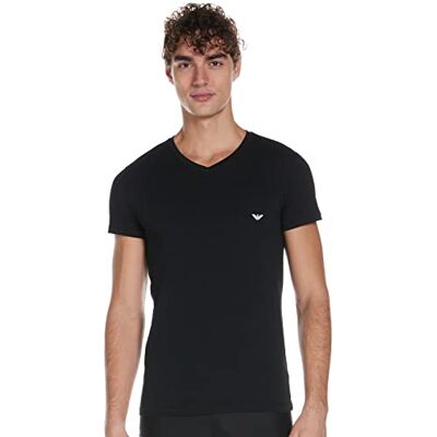 Giorgio Armani Pánské tričko Men's Basic-Stretch Cotton s výstřihem do V horní díl pyžama, černá Giorgio Armani Pánské tričko Men's Basic-Stretch Cotton s výstřihem do V horní díl pyžama, černá