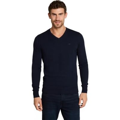 TOM TAILOR Pánský základní pletený svetr s výstřihem do V, 13160 pletená námořnická melange, 3XL TOM TAILOR Pánský základní pletený svetr s výstřihem do V, 13160 pletená námořnická melange, 3XL