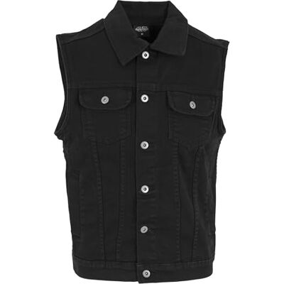Urban Classics Pánská Denim Vest, pánská džínová vesta, k dostání v mnoha různých barvách, velikosti S až 5XL, blackdark, XL Urban Classics Pánská Denim Vest, pánská džínová vesta, k dostání v mnoha různých barvách, velikosti S až 5XL, blackdark, XL