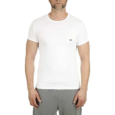 Giorgio Armani Pánské Men's Basic strečové bavlněné tričko s Crew Neck horní díl pyžama (balení 1 ks), bílá, M Giorgio Armani Pánské Men's Basic strečové bavlněné tričko s Crew Neck horní díl pyžama (balení 1 ks), bílá, M