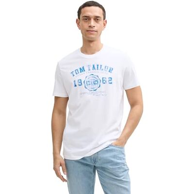 TOM TAILOR Pánské 1008637 tričko s potiskem loga, 20 000 – bílá., XL TOM TAILOR Pánské 1008637 tričko s potiskem loga, 20 000 – bílá., XL