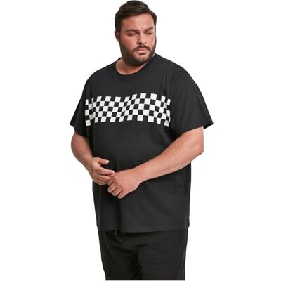 Urban Classics Tričko Check Panel Tee, Černá/bílá, XXL Urban Classics Tričko Check Panel Tee, Černá/bílá, XXL