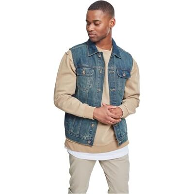 Urban Classics Pánská Denim Vest, pánská džínová vesta, k dostání v mnoha různých barvách, velikosti S až 5XL, Světlemodrá, S Urban Classics Pánská Denim Vest, pánská džínová vesta, k dostání v mnoha různých barvách, velikosti S až 5XL, Světlemodrá, S
