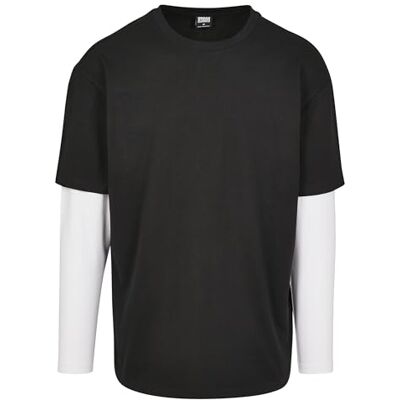 Urban Classics Pánské Oversized Shaped Double Layer LS Tee, Černá/bílá Urban Classics Pánské Oversized Shaped Double Layer LS Tee, Černá/bílá