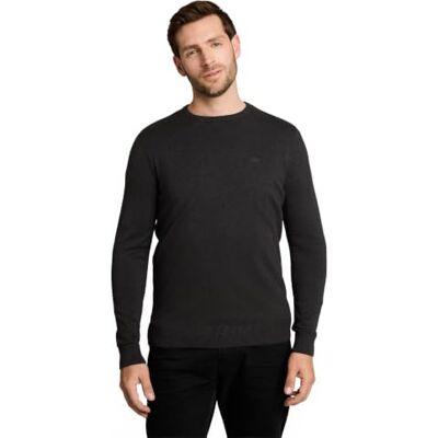 TOM TAILOR Pánský pletený svetr Basic s Crewneck, 10617 – Black Grey Melange., XL TOM TAILOR Pánský pletený svetr Basic s Crewneck, 10617 – Black Grey Melange., XL