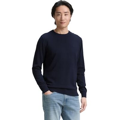 TOM TAILOR Pánský pletený svetr s Crewneck, 13160 pletená námořnická melange, XL TOM TAILOR Pánský pletený svetr s Crewneck, 13160 pletená námořnická melange, XL