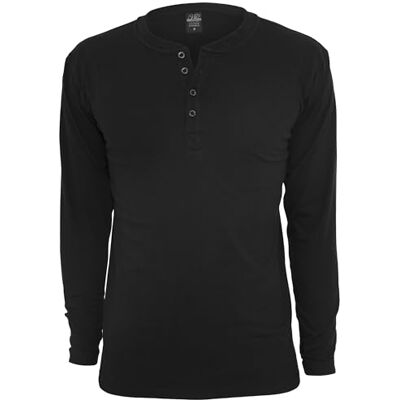 Urban Classics Pánské Basic Henley L/S Tee, pánské tričko s dlouhým rukávem, k dostání v mnoha různých barvách, velikosti XS až XXL, černá Urban Classics Pánské Basic Henley L/S Tee, pánské tričko s dlouhým rukávem, k dostání v mnoha různých barvách, velikosti XS až XXL, černá
