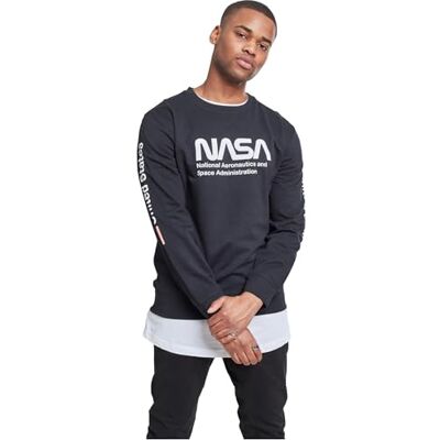 Mister Tee Pánská NASA US Crewneck, pánský pulovr, k dostání v mnoha různých barvách, velikosti XS až 5XL, černá, XS Mister Tee Pánská NASA US Crewneck, pánský pulovr, k dostání v mnoha různých barvách, velikosti XS až 5XL, černá, XS