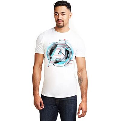 Marvel Herren Quantum Logo T Shirt, Weiß (White White), S EU Marvel Herren Quantum Logo T Shirt, Weiß (White White), S EU