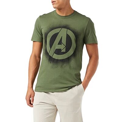 Marvel Pánské tričko s logem šablony Avengers, Zelená (Military Green) Marvel Pánské tričko s logem šablony Avengers, Zelená (Military Green)