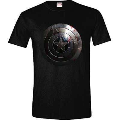 Marvel Pánské tričko Captain Shield Silver, Černá, L Marvel Pánské tričko Captain Shield Silver, Černá, L