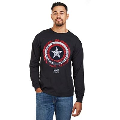 Marvel pánské triko Ca Comic Shield Long Sleeve Top s dlouhým rukávem l černá Marvel pánské triko Ca Comic Shield Long Sleeve Top s dlouhým rukávem l černá