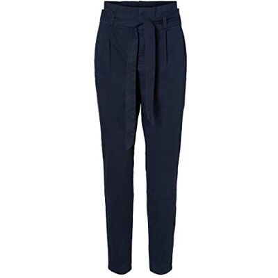 VERO MODA Dámské kalhoty Vmeva Hr Loose Paperbag Cot Pant Noos, Modrá (Night Sky Night Sky), XS/30L VERO MODA Dámské kalhoty Vmeva Hr Loose Paperbag Cot Pant Noos, Modrá (Night Sky Night Sky), XS/30L