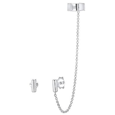 Elli Dámské náušnice Earcuff asymetrické Minimal Geo ze stříbra 925, Jedna velikost, Fazetový brus, Bez Elli Dámské náušnice Earcuff asymetrické Minimal Geo ze stříbra 925, Jedna velikost, Fazetový brus, Bez